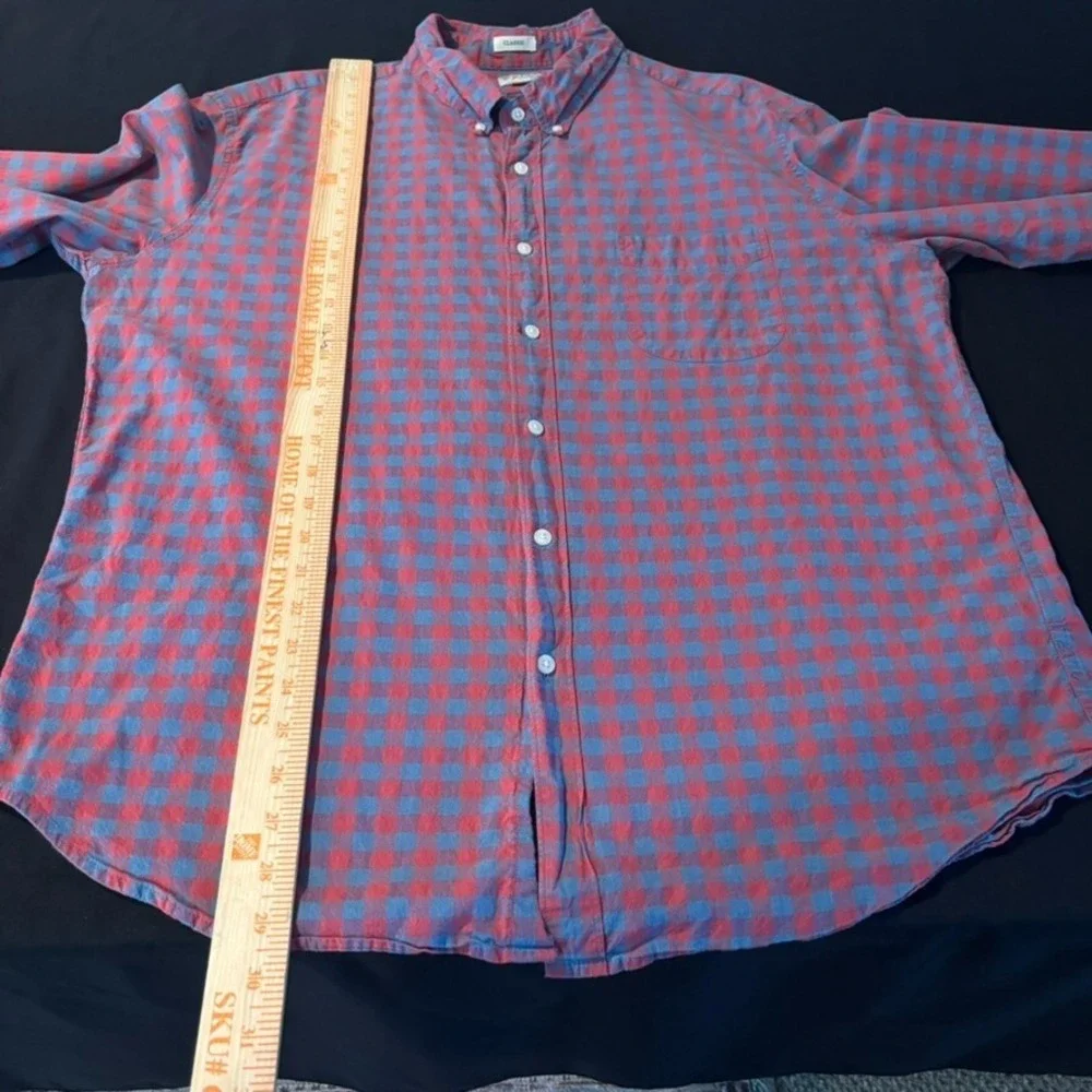 J.Crew Mens Red Checked Classic Stretch‎ Button Up Shirt Size XXL Organic Cotton